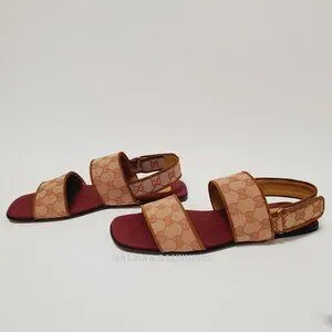 GUCCI SHOES MENS SENIOR GG SUPREME CANVAS SANDALS sz 7 US 7.5 Gucci Beige GG Supreme Canvas Slide Sandals Size 44 EU main image 3